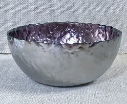 Textured Pewter Decorative Bowl With Glossy Purple Enamel Interior Scall... - £13.80 GBP