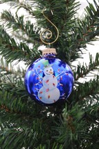 Snowman Decorated in Lights 2-5/8&quot; Shiny Glass Ball Christmas Ornament - £7.95 GBP