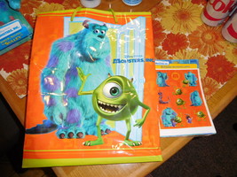 Hallmark Monsters Inc large gift bag and NIP stickers - £5.50 GBP