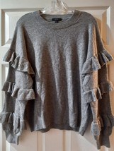 J Crew Wool Ruffle Arm Women Sweater Size Large - £19.95 GBP