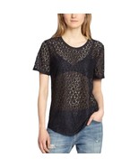 Equipment Femme Riley Sheer Lace Top Tee Size M Black Leopard Pattern Goth - £7.84 GBP