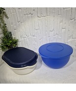 Vintage Tupperware Lot – 4.3L Blue Mixing Bowl + Oval Server w/ Colander... - $14.76 CAD