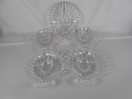 VTG 1950&#39;s Federal Glass Set of 4 Shrimp Cocktail Set Shell Shape + Divi... - $14.90