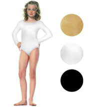 Leg Avenue Girl&#39;s Kids Long Sleeve Ballet Dance Leotard Opaque Bodysuit 73011 - £15.91 GBP