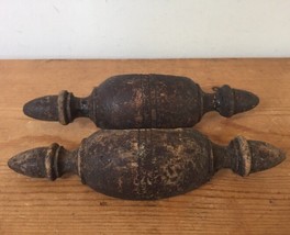 Pair Vtg Antique Distressed Rustic Wooden Drawer Cup Pulls Cabinet Handles 7.25&quot; - £47.39 GBP