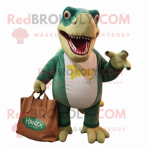 T Rex mascot costume character dressed with a Henley Tee and Handbags - £1,004.33 GBP