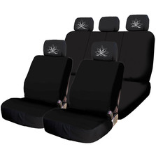 For CHEVY New Black Flat Cloth Car Seat Covers Lotus design Headrest Cover - $42.46