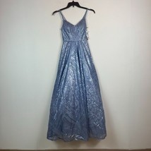 Say Yes To The Prom Junior Womens 0 Slate Blue Sequined V Neck Ball Gown NWTBZ12 - £78.32 GBP