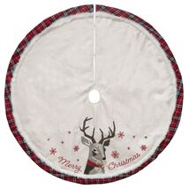 Holiday Time Linen Geometric Deer Christmas Tree Skirt, Ivory 48" - $38.59