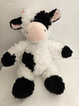 Aurora Cow Plush Stuffed Animal White Black Spots Tan Horns Face 2018 - £16.60 GBP