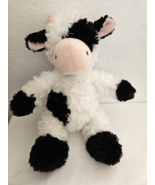 Aurora Cow Plush Stuffed Animal White Black Spots Tan Horns Face 2018 - £16.33 GBP