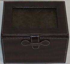 Brown 6.5&quot; x 5&quot; Faux Leather Photo Storage Box, Window Frame Top - $14.80