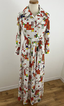 Vintage Women&#39;s 7 Maxi Dress Geometric Print Dagger Collar Belted - £71.00 GBP