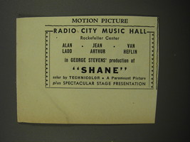 1953 Shane Movie Ad - Radio City Music Hall Rockefeller Center - £14.62 GBP