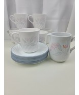 Corelle 17-pc PINK TRIO SWIRL Coffee/Tea Set FREE SHIPPING - €50,67 EUR