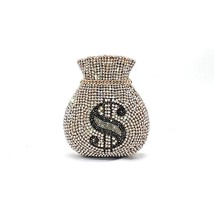 Vening party designer funny rich dollar hollow out crystal clutches purses pouch dollar thumb200