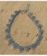 Handcrafted Bracelet,Silver Hematite heart shaped beads w/clear glass seed bead - $15.00