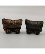 Vtg Copper Metal Small Wagon Coach 2&quot; Made in Japan - Salt &amp; Pepper Shakers - $15.43