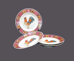 Four Gibson Brewster large salad plates. Central rooster. - $87.66