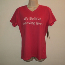 Breast Cancer T- Shirt Size L We Believe in Saving Lives PINK Short Sleeves NEW - £18.56 GBP