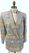 80s RETRO Liz Claiborne Women S dbl breasted Linen Blazer Pastels Jacket... - $818.49 MXN