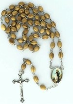 Olive Wood Rosary Beads JERUSALEM Necklace Oval Catholic Immaculate Mary... - £10.98 GBP