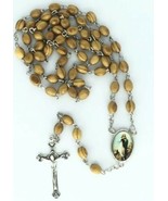 Olive Wood Rosary Beads JERUSALEM Necklace Oval Catholic Immaculate Mary... - $19.01 CAD