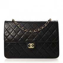 Chanel Lambskin Quilted Medium Single Flap Black - £3,243.79 GBP