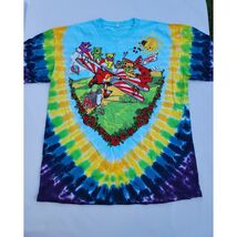 Grateful Dead T-Shirt Tie Dye Liquid Blue 2011 Skies Bears Plane Size XL - $32.97