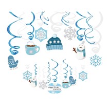 Christmas Snowman,Snowflake,Winter,Snow Frozen Hanging Swirl Decorations For Fes - £10.97 GBP