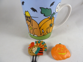 Halloween Mug by Ursula Dodge Bee Ghost Pumpkin + 2 Hallmark Brooch pins Turkey - £15.02 GBP