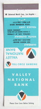 Valley National Bank - Glendale, Toluca Lake, California 20FS Matchbook Cover CA - £1.57 GBP