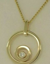 0.10 Ct Round Cut Diamond Double Circle Style Pendant 9K Yellow Gold Over - £63.07 GBP