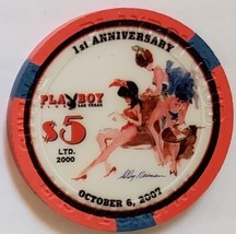 $5 Palms Playboy Clulb 1st Anniv Oct 6 2007 LeRoy Neiman Las Vegas Casino Chip - £19.71 GBP