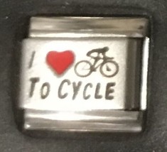 I Red Heart Love To Cycle Wholesale Italian Charm Link 9MM K37 - £8.55 GBP