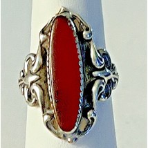 Beau 925 Sterling Silver And Carnelian Ring Size 6 Sky - $48.91