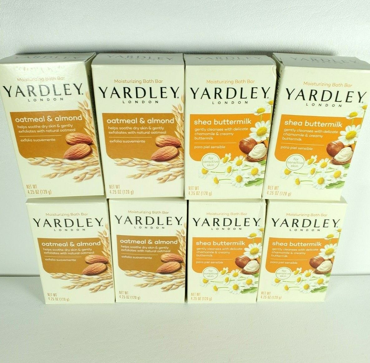 New 8 Bars Yardley London OATMEAL & ALMOND and SHEA BUTTERMILK 4.25 oz - $20.57