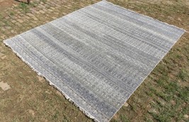 Vintage Style Contemporary Hand Made Grey- Ivory, Wool Bamboo Silk Rug / Carpet, - £2,012.01 GBP
