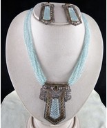 Vintage blauer Aquamarin Diamant 18k Gold Silber viktorianischer Ohrring... - $61,411.36 MXN