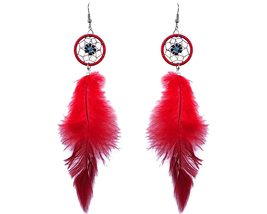 Daisy Flower Dream Catcher Long Natural Dyed Feather Dangle Earrings - Womens Fa - £11.62 GBP