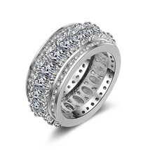 Big Zircon Stone Silver Color Round Band Rings For Women Fashion Jewelry New Wed - £11.30 GBP
