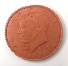 Orange John F.  Kennedy Half Dollar Rubber Junk Drawer Finding 2&quot; 1980 Hong Kong - £7.19 GBP