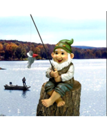 Toscano Fishing Dwarf Garden Sitter Statue Novelty Gnome Fishermen Fish ... - $715.31 MXN