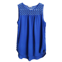 Pleione Blue Sheer Top / Blouse with Crochet details - Sz XS - £8.26 GBP