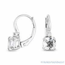 1.44 ct White Topaz Diamond 14k White Gold Dangling Drop Leverback Baby Earrings - £258.98 GBP