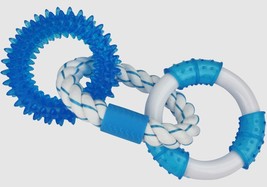 Multipet Canine Clean Peppermint With 3 Rings - 2 TPR And 1 Rope Dog Toy Blue, W - £11.82 GBP