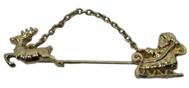 Avon Santa Sleigh and Reindeer Gold-Tone Stick Bar Pin Scarf Tie Tack Vintage - £7.82 GBP