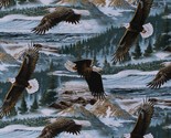 Cotton Bald Eagles Soaring Birds Patriotic USA Fabric Print by the Yard ... - $9.95
