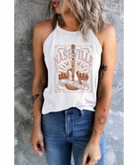 White NASHVILLE MUSIC CITY Guitar Graphic Tank Top - $19.99