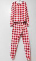 Pottery Barn  Kids Silky Tencel Check Pajama Set  Size 10  Red and White - $17.81